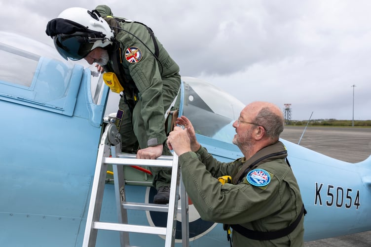 Image shows pilot, Mr Dave Stobie assisting passsenger Mr Ian Wood to exit the aircraft after landing at Cornwall Airport Newquay.
A historic RAF Spitfire touched down in Cornwall today as part of the nationwide Spitfire 90 Tour, marking 90 years since the iconic aircraftâs first flight and raising funds for two important RAF charities.
The legendary aircraft arrived at Cornwall Airport Newquay (CAN) at 1148 hrs on Thursday 16 April, drawing aviation enthusiasts, personnel and special guests eager to witness a living piece of British history.
The visit formed part of the Spitfire 90 Tour, delivered by Spitfire.com and supported by the Battle of Britain Memorial Flight. The tour commemorates the Spitfireâs first flight in 1936 and aims to raise funds for both the Mark Long Trust and the RAF Benevolent Fund, supporting serving personnel, veterans and their families.
Despite bestlaid plans, unpredictable weather required adjustments to the flying
programme, resulting in the Cornwall visit taking place on Thursday 16 April rather than the originally advertised date, Wednesday 15 April. The changes highlighted the complexities of operating historic aircraft and the importance of safety led decision making.
Among those fortunate enough to witness the Spitfire on the ground was BAFTA
awardwinning actor Warwick Davis.