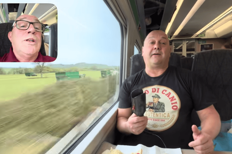 Tony Goodman from St Austell came up with a novel new way of making a steak sandwich on board a train to London (Picture: Tony Goodman)