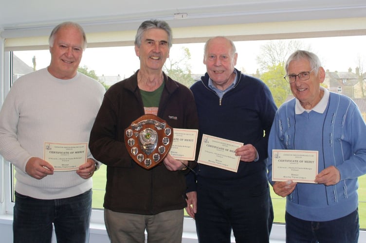 John Banks, Eddy Nicieki, Mike Benger and Roger Ellard. Caradon Indoor Bowls Club.