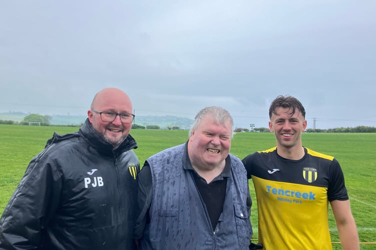 John Stancombe with the Looe Manager, Paul Boxall and the Captain Jack Woollett.