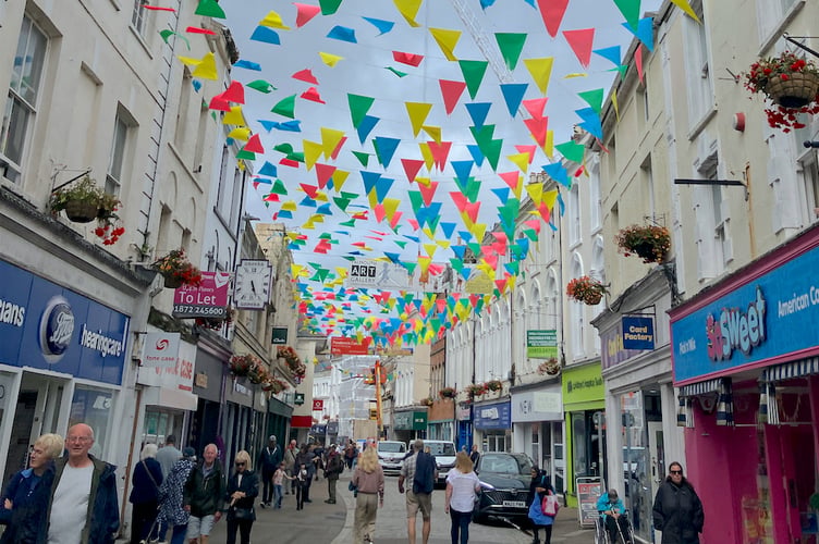 A colourful scene in the centre of Falmouth in Cornwall. (Picture: Andrew Townsend)