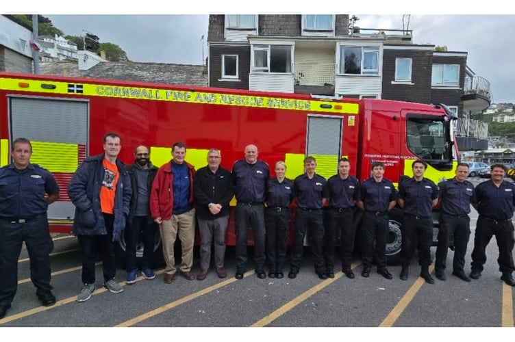 Mayor of Looe and local councillors enjoy fire station tour.