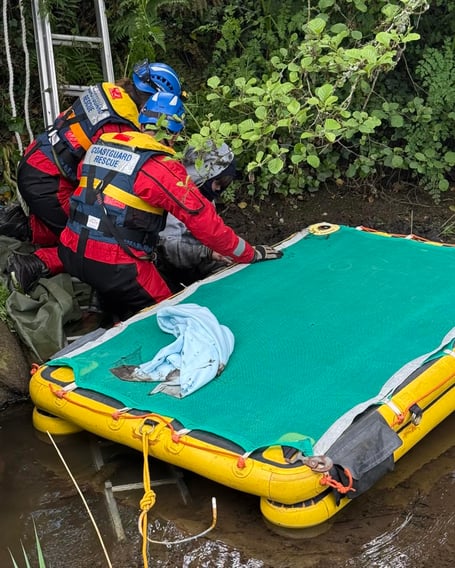 St Austell coastguard help person stuck in the mud in Par.