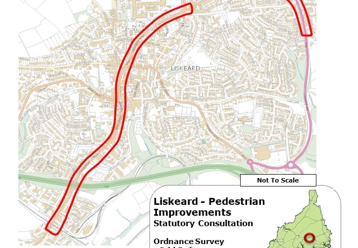 An outline of the plans for Liskeard town centre and Charter Way pedestrian improvements