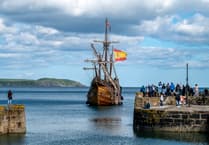 Sailing ship makes impressive entry at heritage harbour in Cornwall