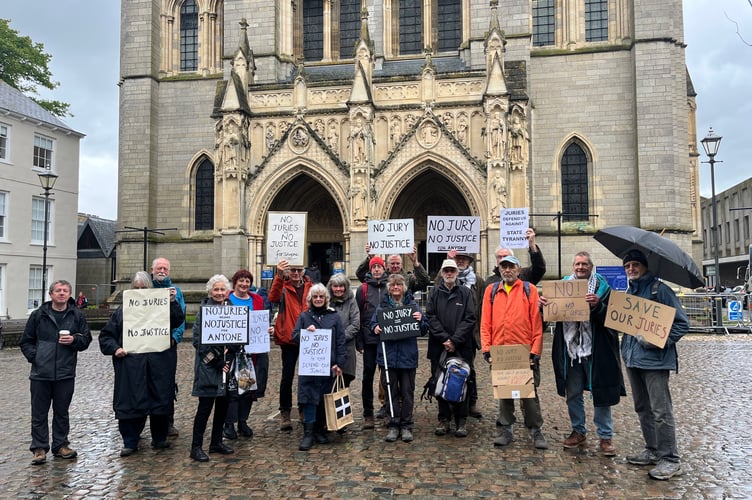 Gagged protesters in Truro call for jury trials to be left alone