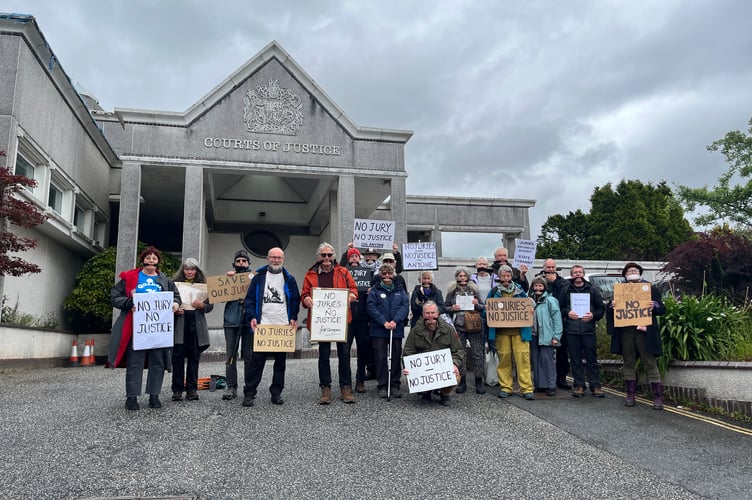 Gagged protesters in Truro call for jury trials to be left alone