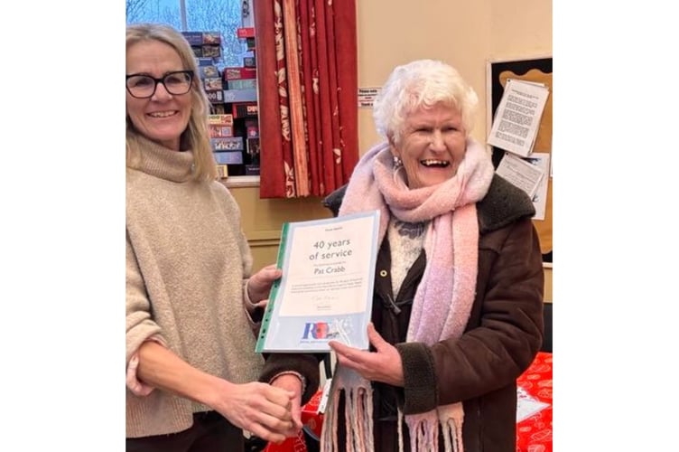 Special recognition was given to Pat Crabb for an incredible 40 years of fundraising support for the Poppy Appeal in Menheniot