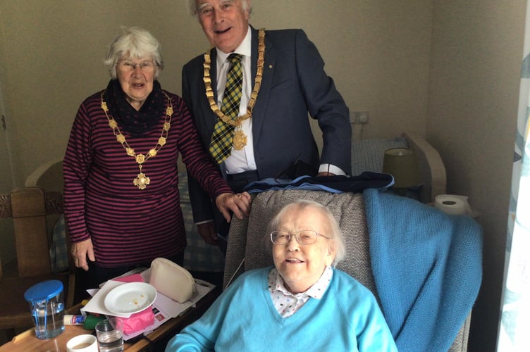 Mayor Cllr Brian Stoyel and mayoress Maxine Stoyel visited Audrey Miller to wish her a happy 97th birthday