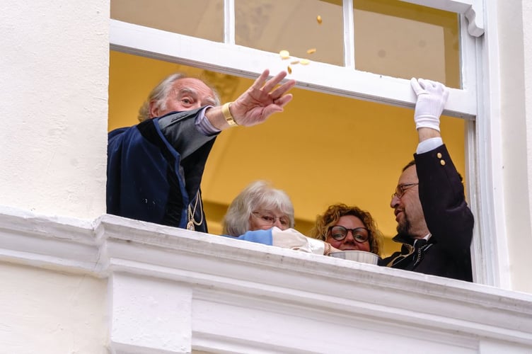 Saltash mayor Cllr Brian Stoyel and the civic party will throw hot pennies and fruit from the Guildhall windows