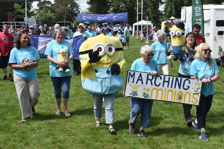 The Marching Minions group on one of the many laps at the Liskeard Relay for Life event