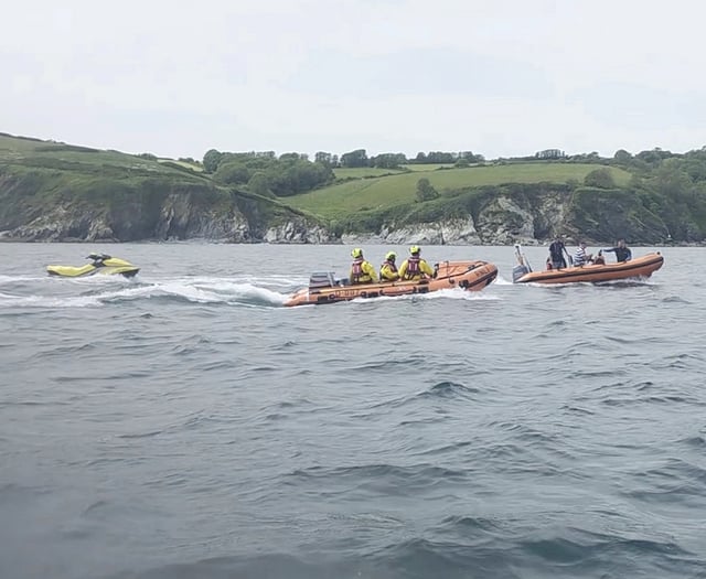 Pair rescued from sinking jet-ski in St Austell Bay