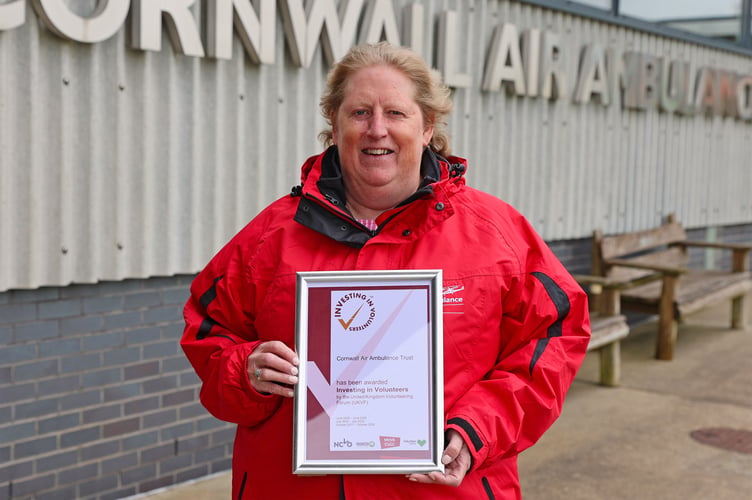 Jackie Eastwood, Cornwall Air Ambulance's volunteer manager with Investing in Volunteers certificate