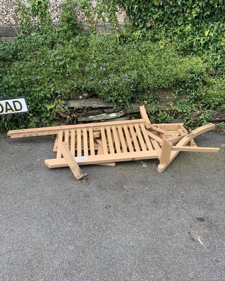 One of Saltash’s “Happy to Chat” benches has been destroyed by senseless vandals