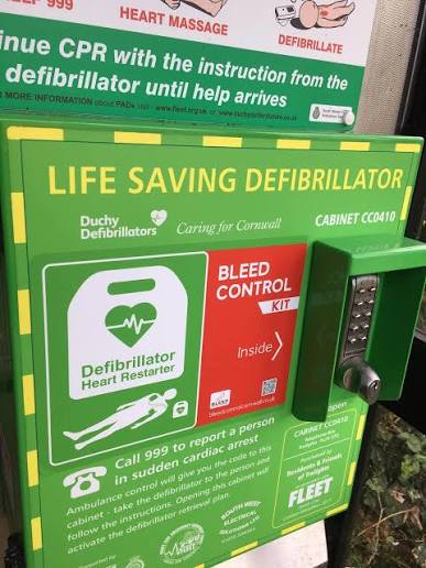 A life-saving defibrillator similar to this one has been vandalised outside Addington Stores in Liskeard
