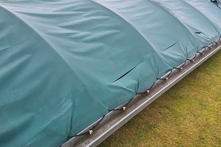 Vandals have slashed covers protecting the cricket square at Liskeard's Lux Park (Picture: Liskeard Cricket Club)
