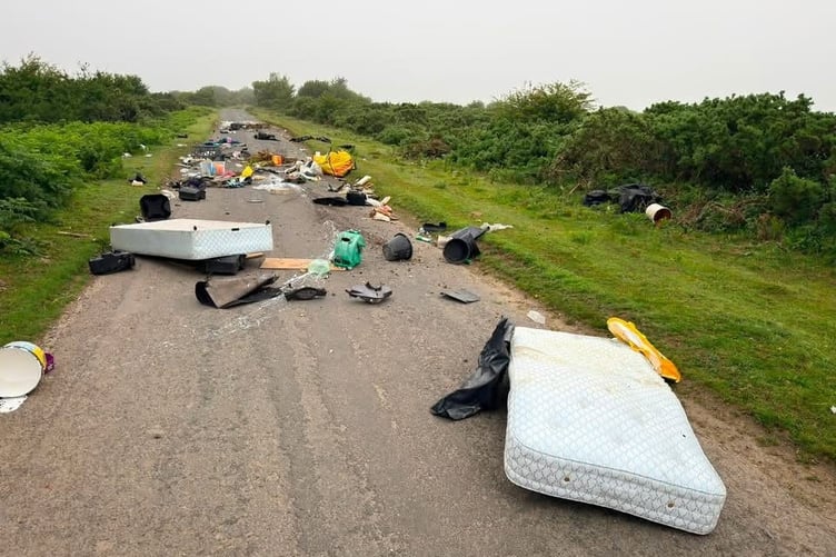 Liskeard Police and Cornwall Council are investigating this case of fly-tipping on a road near St Neot