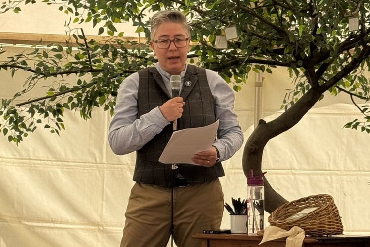 Award-winning biographer Elsabé Brits welcomed guests to the commemorative gathering