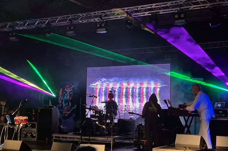 The Train of Lights artwork on the big screen at the Morvala Festival