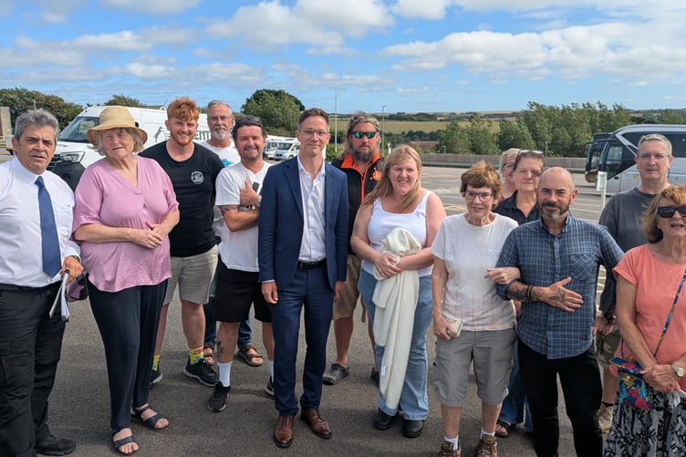 Residents, business owners and councillors at the protest against plans to build a care home in Tregunnel Hill car park (Picture: Warren Wilkins)