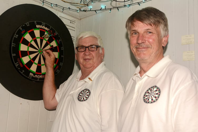 Millbrook darts players John Cook and John Darby are set to take on two 12-hour charity marathons later this month in support of the Cornwall Air Ambulance (Picture: Sue Webb)