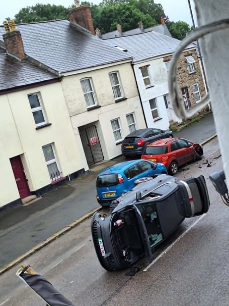 The overturned vehicle in Bodmin (Picture: Submitted)