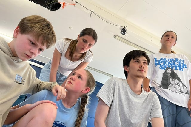 Caradon Youth Theatre members rehearsing ahead of the Cornish premiere of Michael Morpurgo's Why The Whales Came, which comes to the stage in Liskeard this month