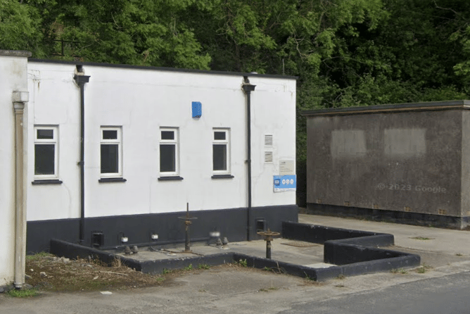 Par Sewage Pumping Station before the mural was completed.