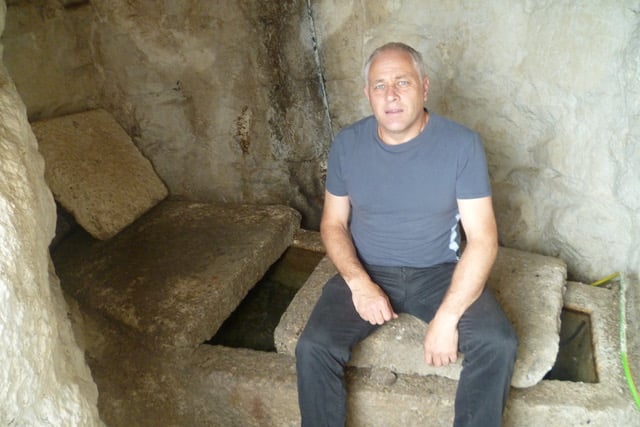 Barry West found opportunity to get inside the granite obelisk through what is now a blocked doorway