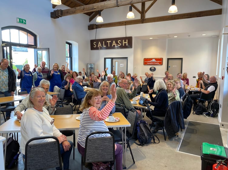 All smiles for Saltash residents at Isambard House following the successful completion of the annual Beating of the Bounds
