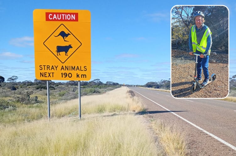 Saltash teacher Bob Brown is less than 1,000km away from finishing his epic challenge across Australia on a scooter