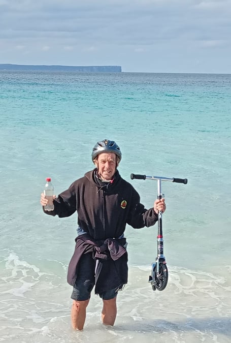 Saltash teacher Bob Brown has completed his epic coast-to-coast kick scooter challenge across Australia