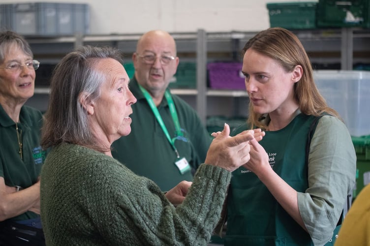 South East Cornwall MP, Anna Gelderd (right), chats with Cathy Lake, Assistant Manager of the Liskeard & Looe Foodbank