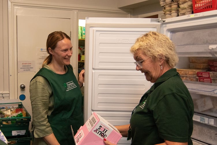 South East Cornwall MP Anna Gelderd chats with one of the volunteers at the Liskeard & Looe Foodbank