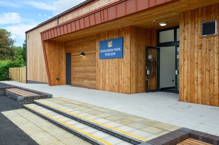 The new sports pavilion in Boscawen Park
