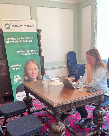 MP for South East Cornwall Anna Gelderd (Labour) during her Lostwithiel surgery