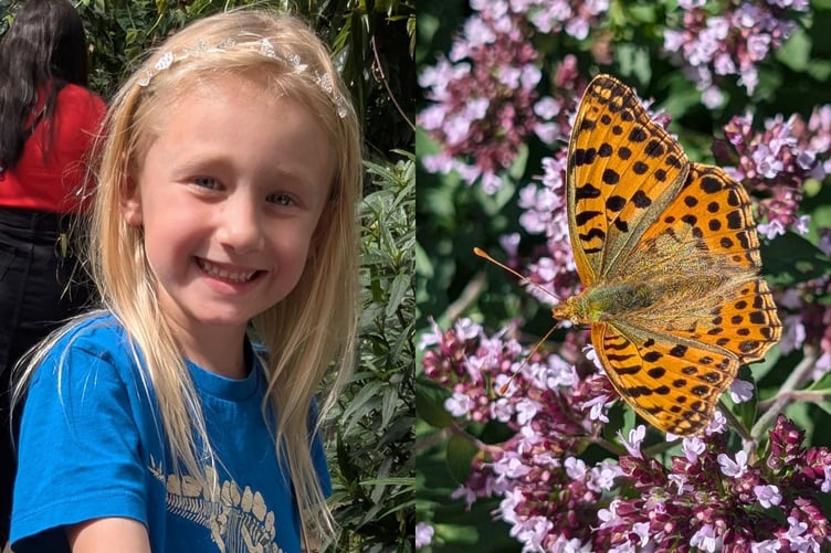 Keen-eyed Lola said she was “really happy” to have spotted a rare-to-the-UK butterfly