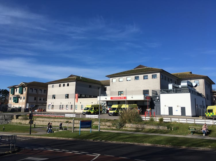Ambulances waiting outside the Royal Cornwall Hospital