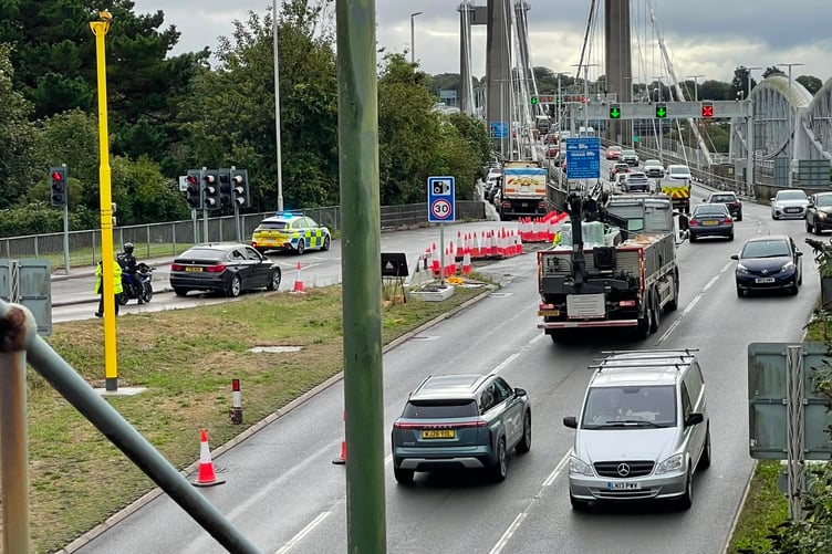Police were on the scene to assist with traffic flow as a lorry broke down during rush hour