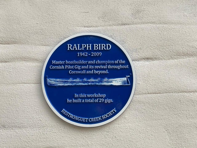 A blue plaque has been erected to celebrate the work of famous Cornish boat builder Ralph Bird (Picture: Restronguet Creek Society)