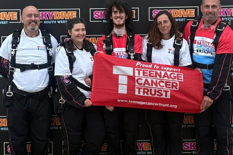 Sam, Christine, Jamie and Dan from the Liskeard store joined James from Aldi Plympton for the fundraising skydive at Dunkeswell Aerodrome