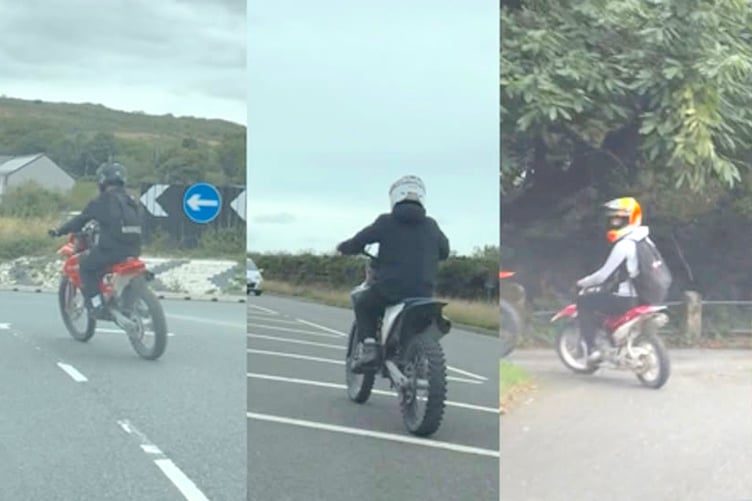 Police have received pictures of off-road motorbikes being used illegally on public roads in the Clay Country. (Picture: St Austell Police)
