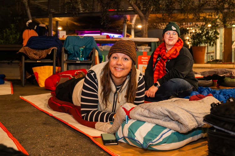 Two of the people who took part in the Sleep Out at the Eden Project in Cornwall last year. (Picture: Rob Donald)