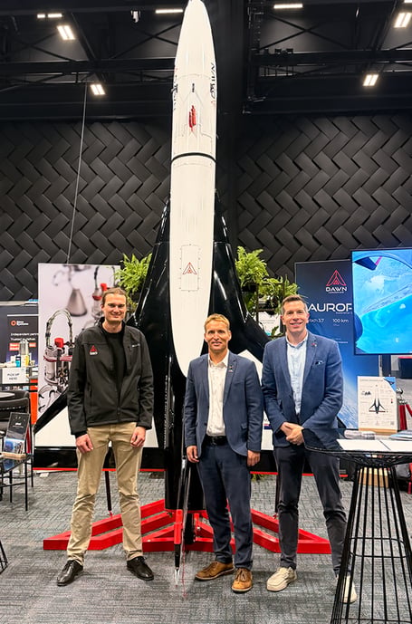 Representatives from Spaceport Cornwall and Dawn Aerospace signing the memorandum of understanding