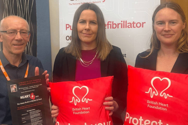 Pictured are Ian Redfern, from the Adam Redfern Memorial Fund, together with MPs Melanie Ward and Anna Gelderd