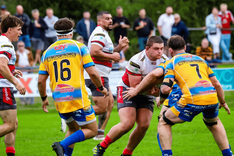 Young prop Ben Woodmansey, pictured running at the Plymouth Albion defence earlier in the season, is given a chance from the start.