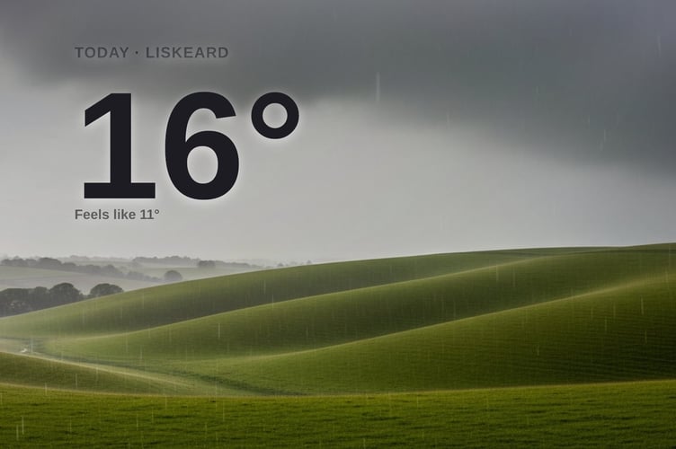 Liskeard weather: heavy rain Saturday with rain expected and a high of 15°C