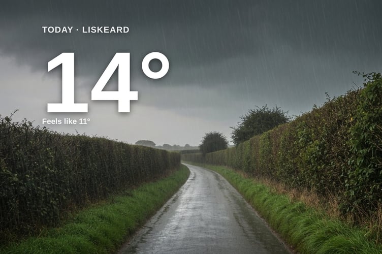 Liskeard weather: heavy rain Thursday with rain expected and a high of 14°C