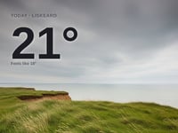 Liskeard: overcast day, high of 21°C
